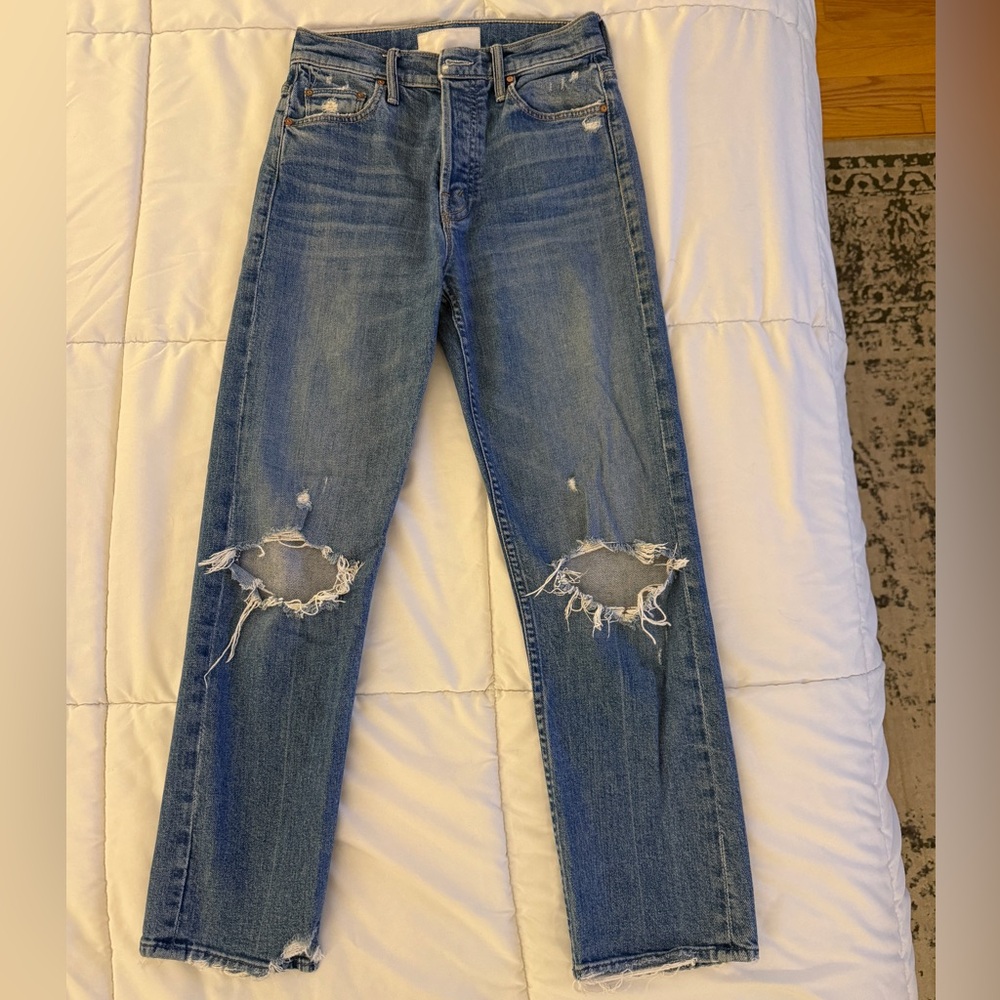 MOTHER Blue Distressed Jeans